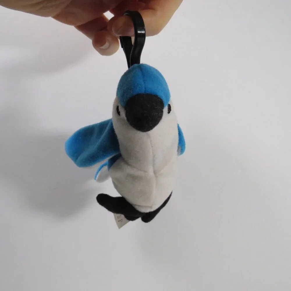 Rocket Blue Jay Bird TY BACKPACK CLIP plush mini stuffed animal woods #4